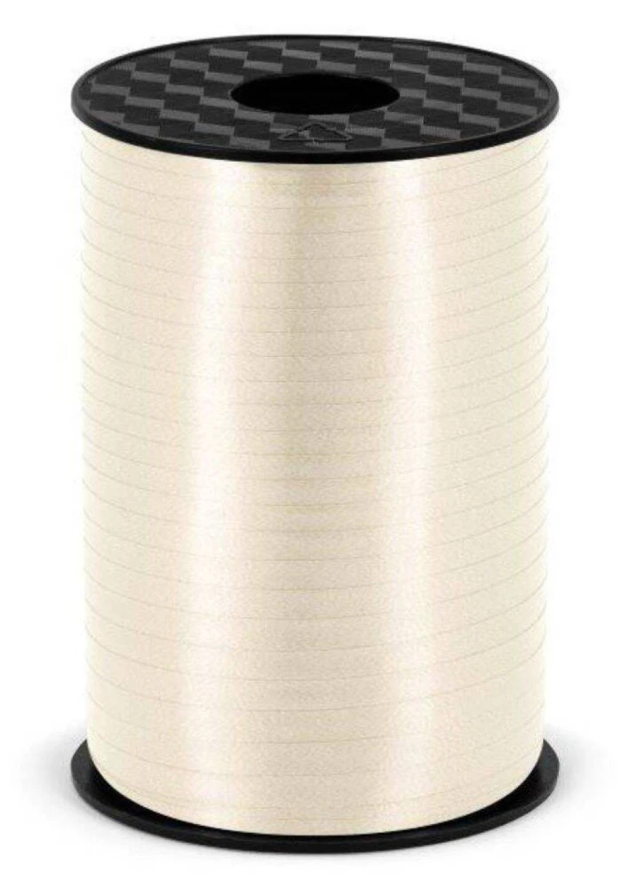 Wstążka świąteczna do pakowania 5mm - 225m jasna kremowa #1