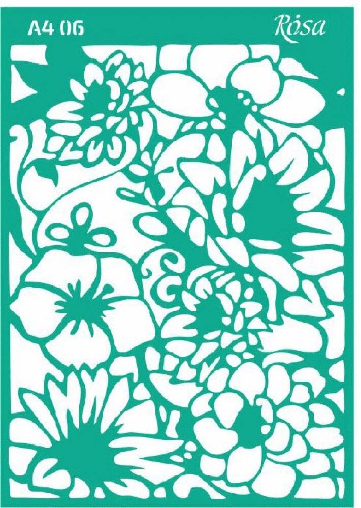 Szablon plastikowy samoprzylepny A4 Rosa Talent 06 Ornamenty kwiatowe #1