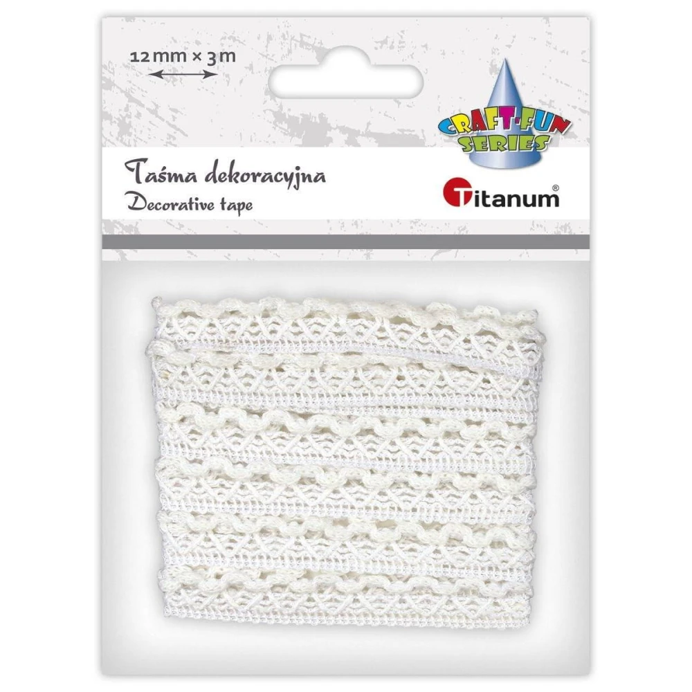Koronka bawełniana biała 12mm x 3m #2