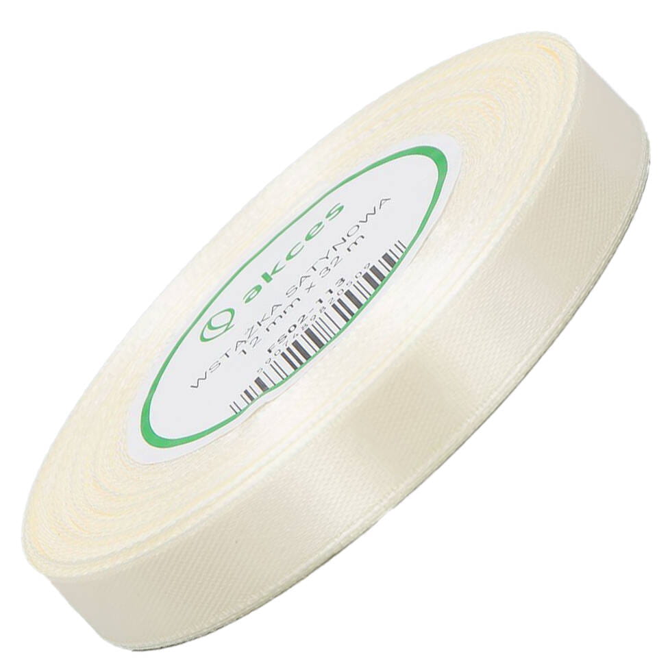 Wstążka satynowa jasna kremowa 12mm - 32mb #1