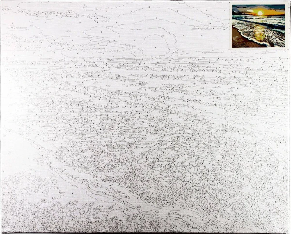 Malowanie po numerach 40x50cm Zachodzące słońce - Zestaw na ramie #2