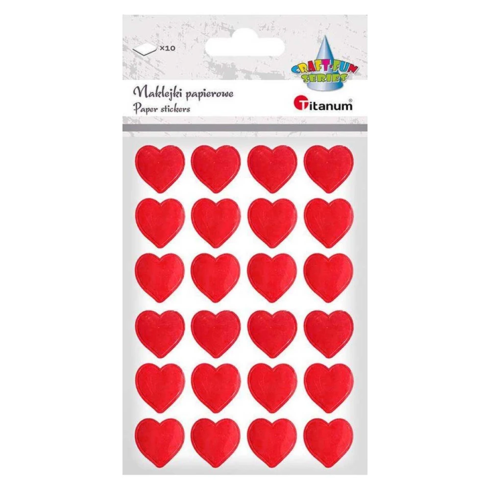 Naklejki papierowe serca mix 240szt czerwone #2