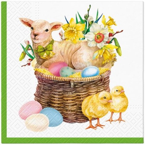Serwetka do Decoupage 33x33cm - Lamb Basket #1