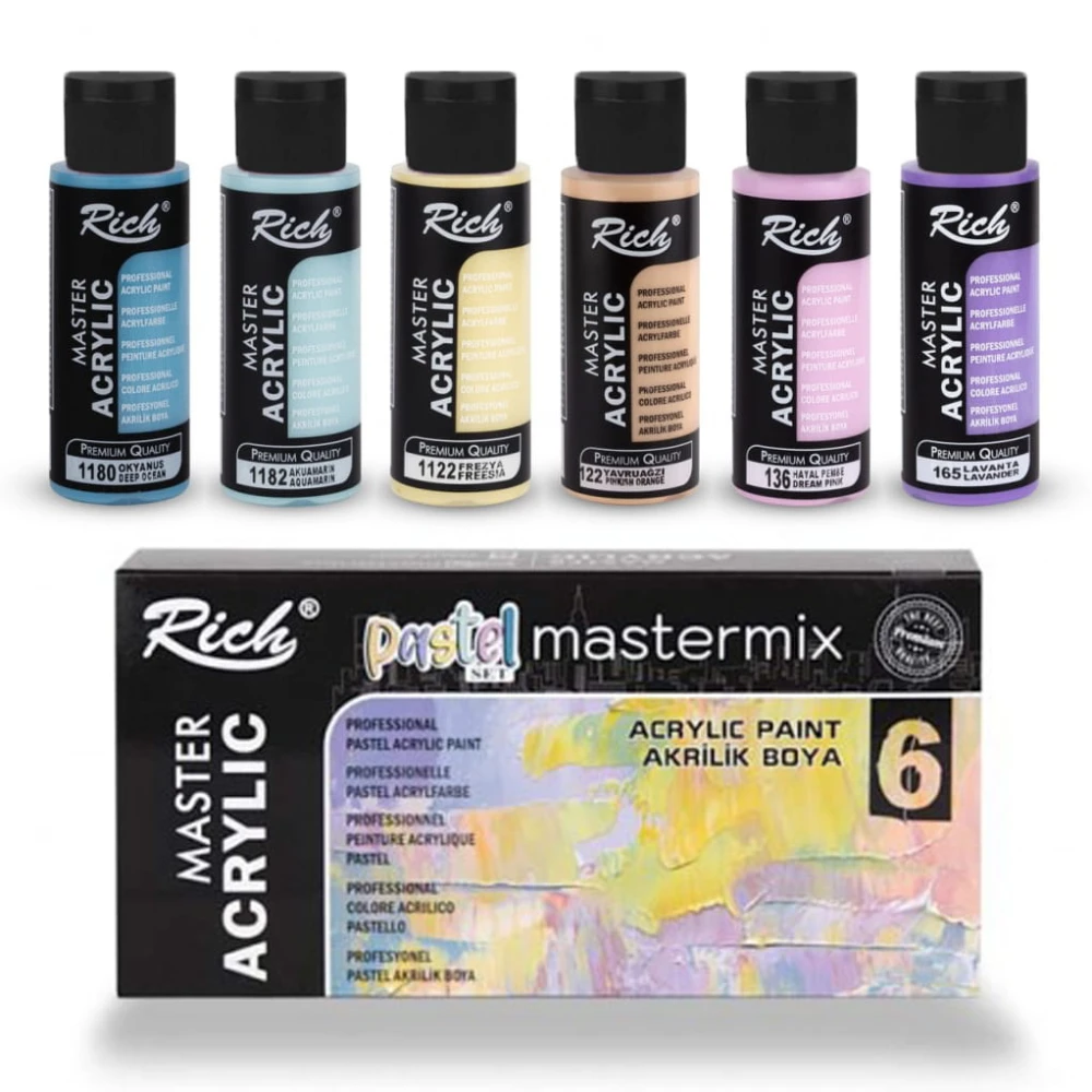 Zestaw farb akrylowych Rich 6x60ml w kolorach pastelowych #1