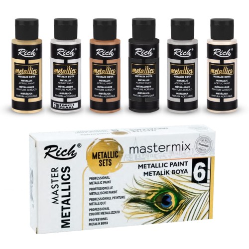 Zestaw farb akrylowych metalicznych Rich 6x60ml Mastermix #1