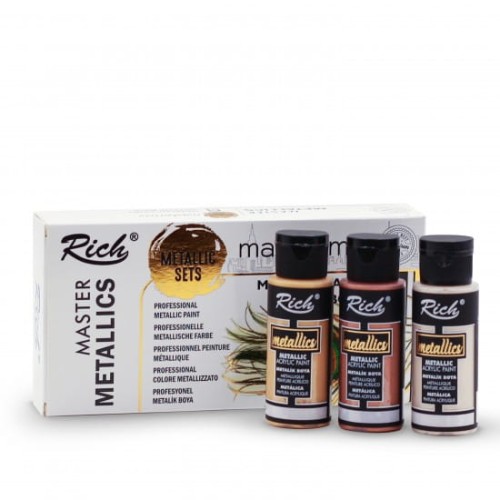 Zestaw farb akrylowych metalicznych Rich 6x60ml Mastermix #2