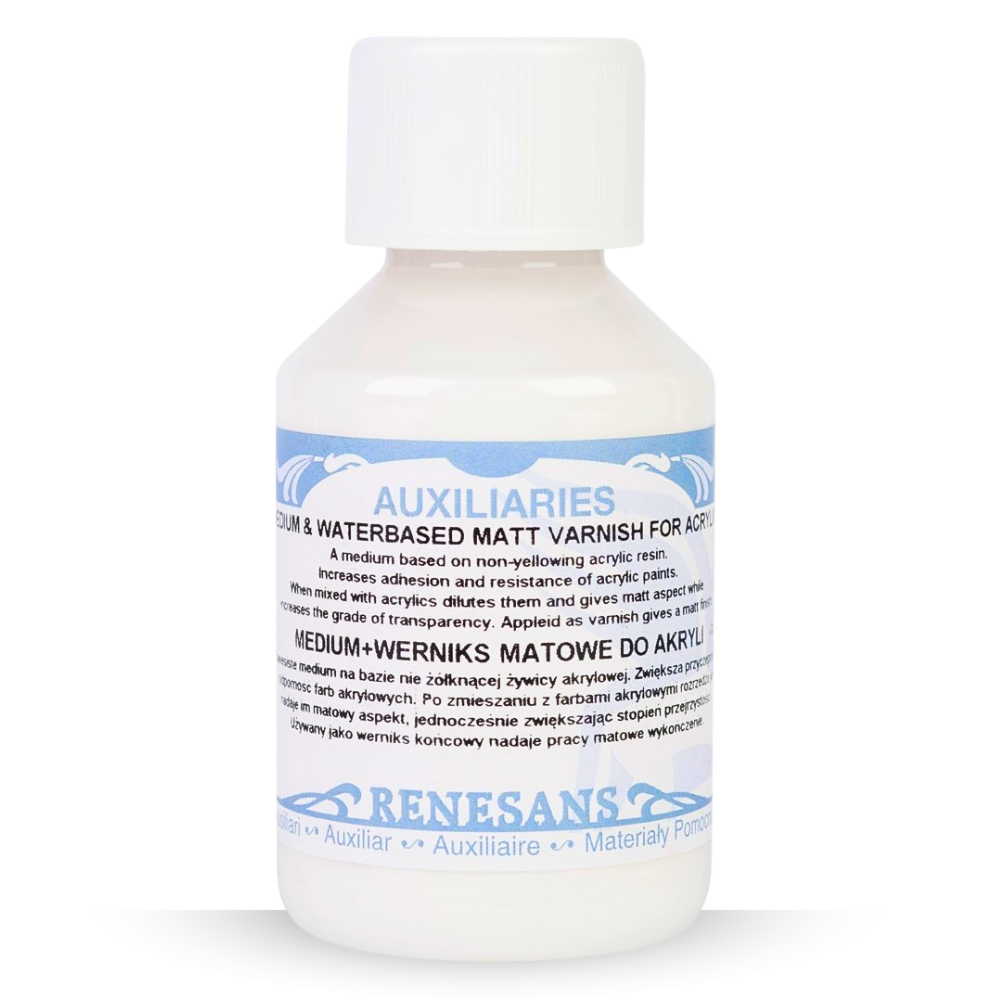 Medium + werniks wodny matowy do akryli Renesans - 100 ml #1
