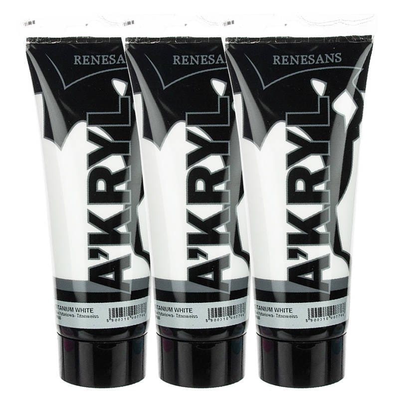 Zestaw farb akrylowych Renesans 200ml Biała - 3 sztuki